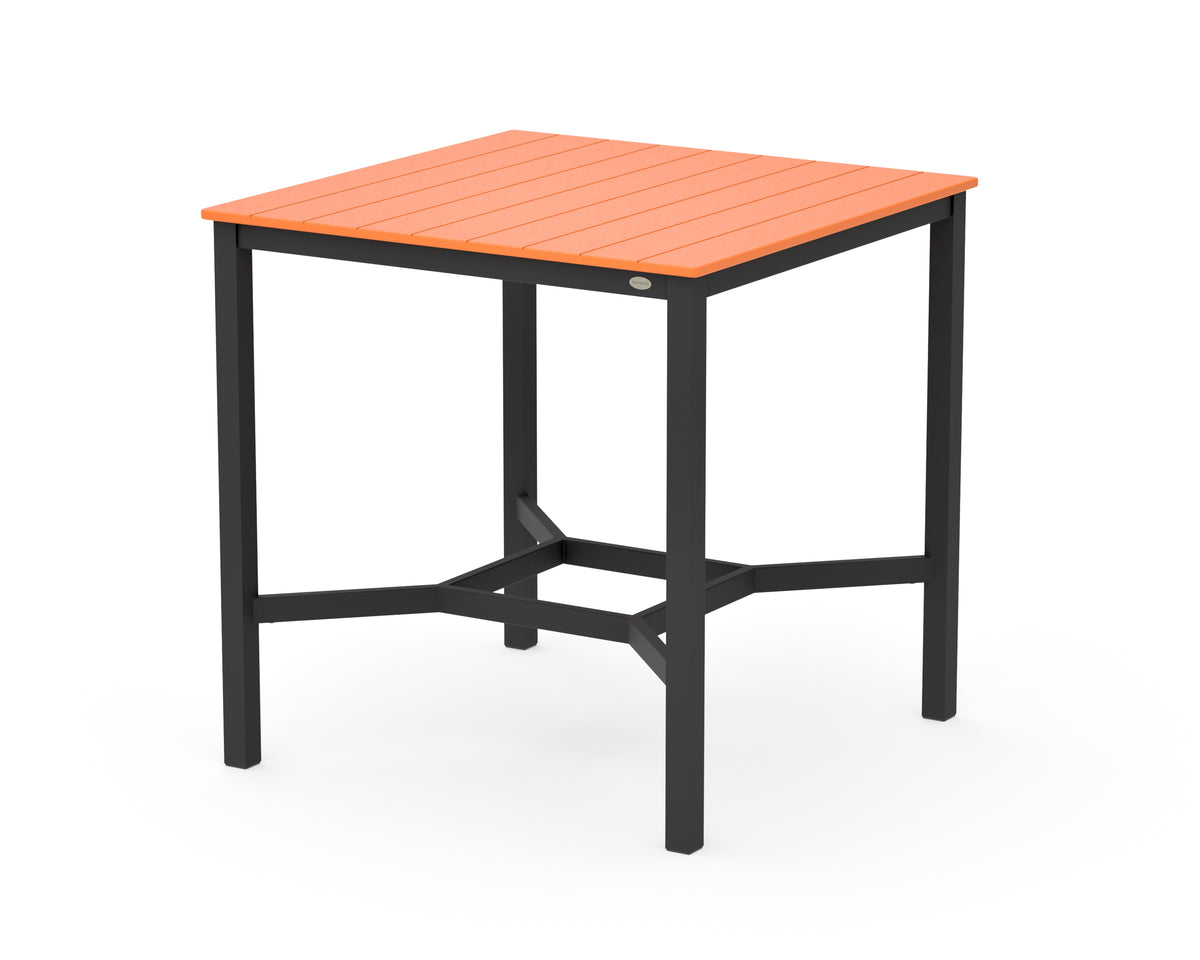POLYWOOD Main Street 42 x 42 Bar Table in Black / Tangerine