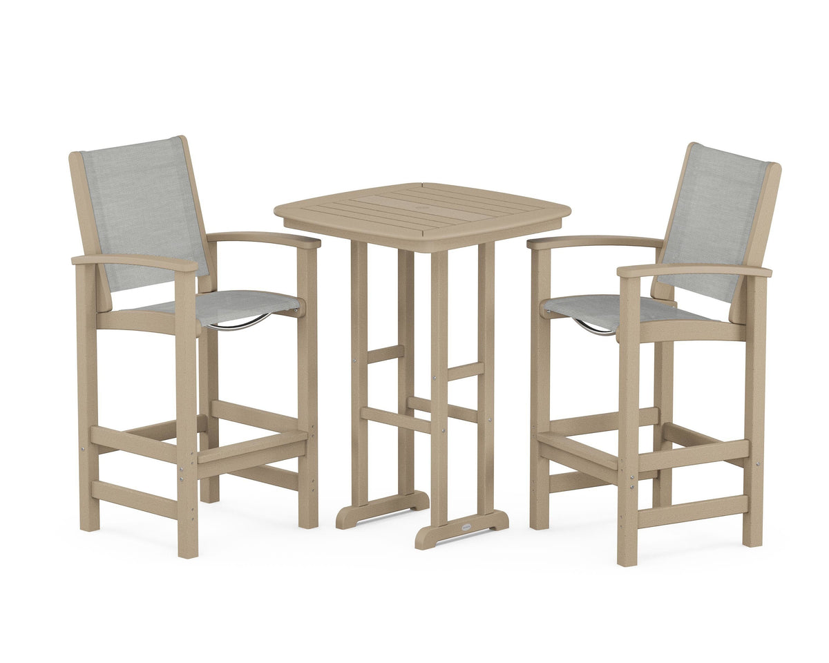 POLYWOOD Coastal 3-Piece Bar Set in Vintage Sahara / Metallic
