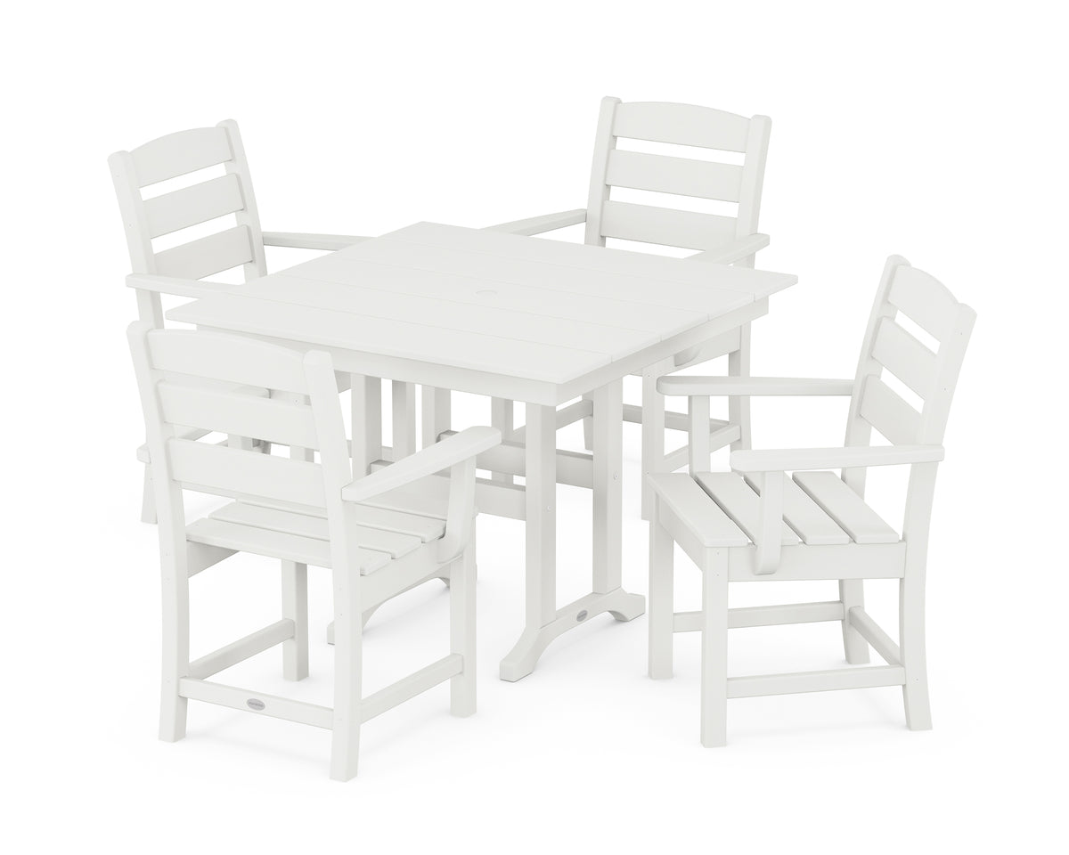 POLYWOOD Lakeside 5-Piece Farmhouse Dining Set in Vintage White