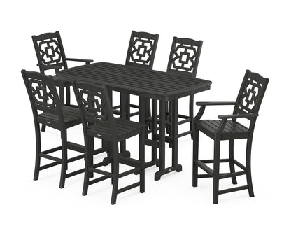 POLYWOOD Chinoiserie 7-Piece Bar Set in Black