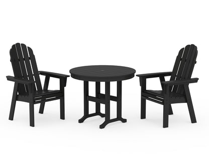 POLYWOOD Vineyard Adirondack 3-Piece Round Dining Set in Black