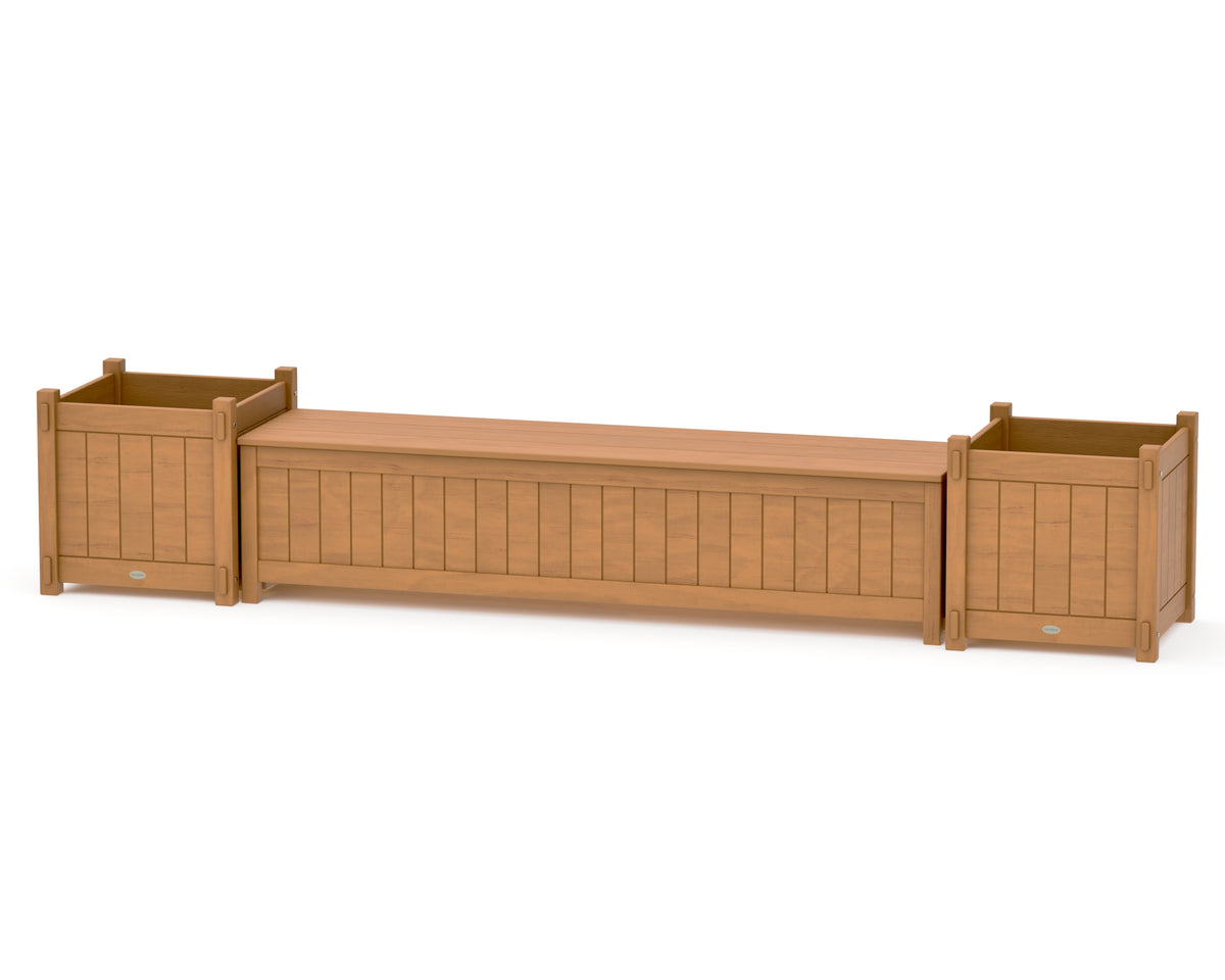 POLYWOOD 72" Vineyard Straight Planter Storage Bench Set - Large in Natural