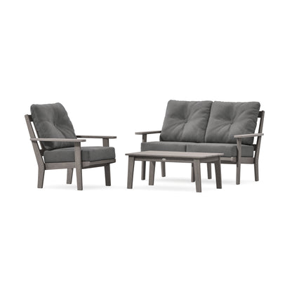 POLYWOOD Oxford 3-Piece Deep Seating Set with Loveseat in Driftwood