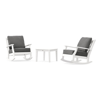 POLYWOOD Country Living Wovendale 3-Piece Deep Seating Rocker Set in White