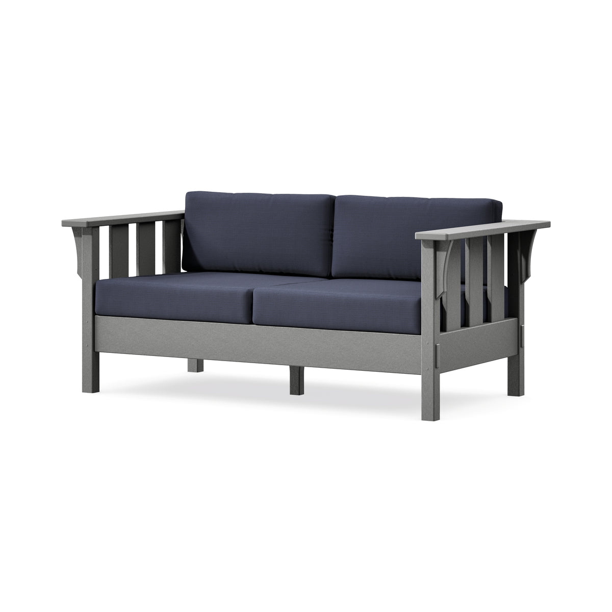 POLYWOOD Acadia Deep Seating Loveseat in Slate Grey / Navy Linen
