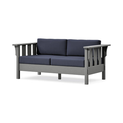 POLYWOOD Acadia Deep Seating Loveseat in Slate Grey / Navy Linen