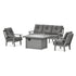 POLYWOOD Mission Deep Seating Fire Pit Table Set in Slate Grey