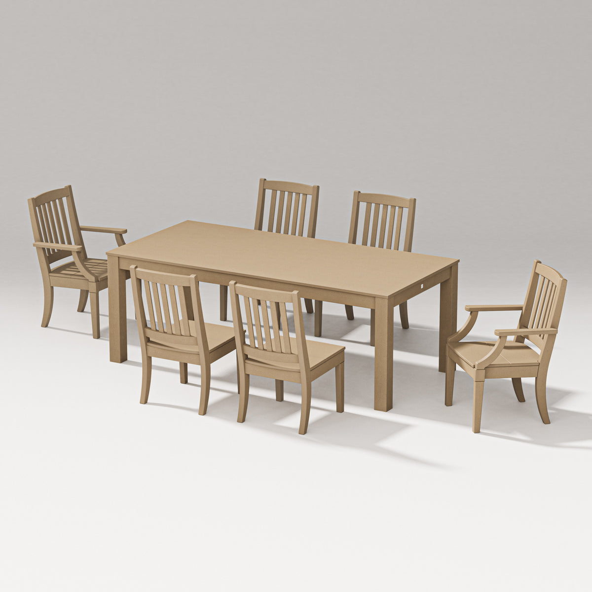 POLYWOOD Estate 7-Piece Parsons Table Dining Set in Vintage Sahara