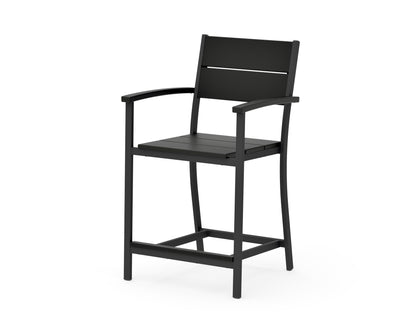 POLYWOOD Main Street Counter Arm Chair in Black / Black