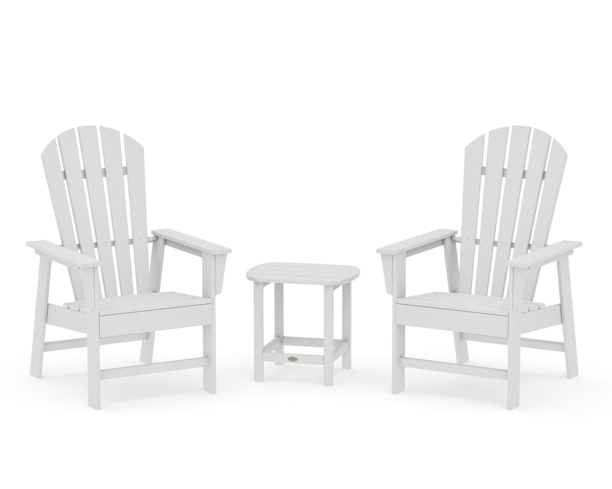 POLYWOOD South Beach Casual Chair 3-Piece Set with 18" South Beach Side Table in Vintage White
