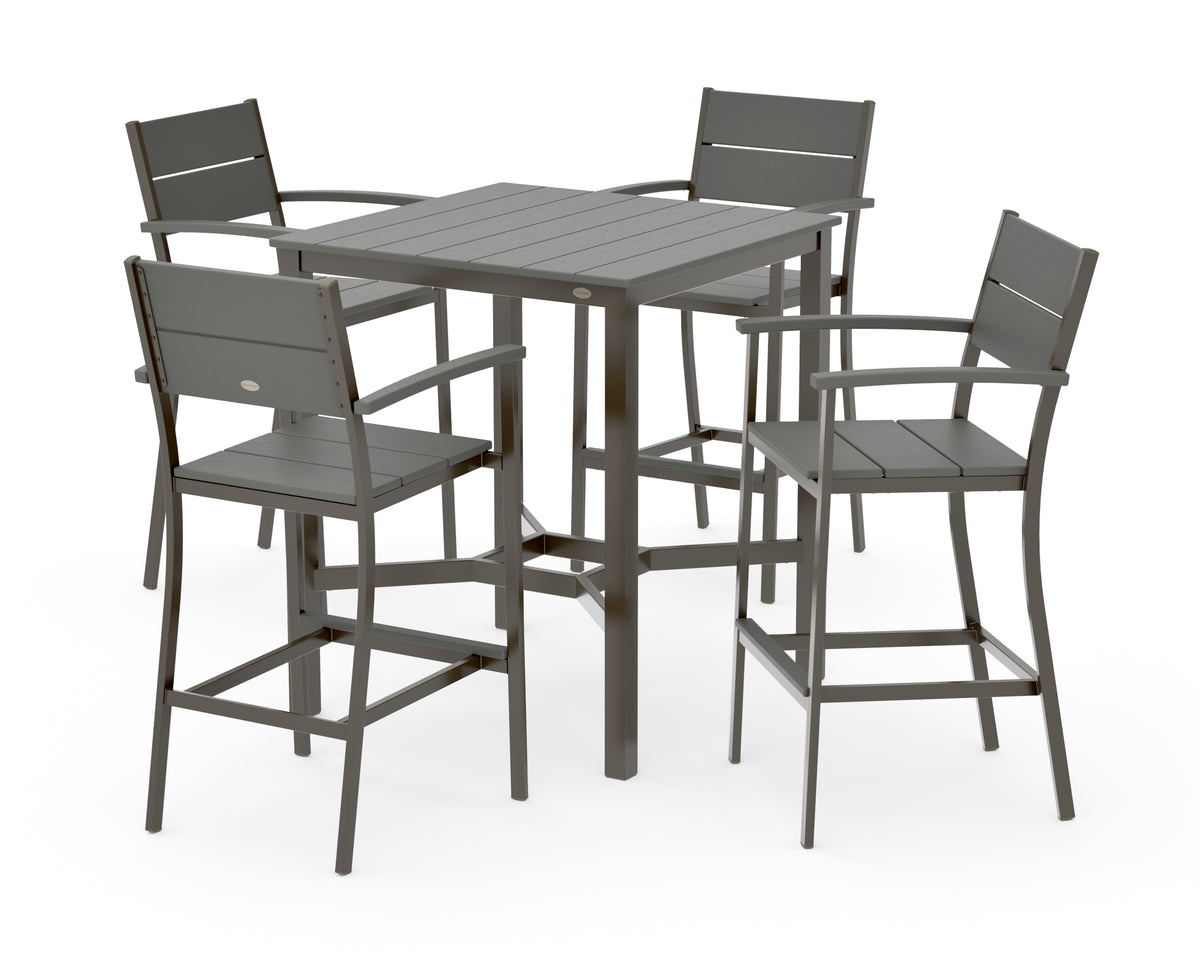 POLYWOOD Main Street 5-Piece Bar Set in Bronze / Slate Grey