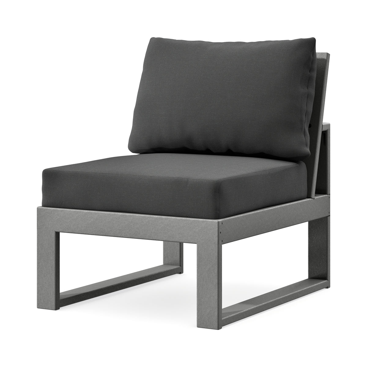 POLYWOOD Modular Armless Chair in Slate Grey / Spectrum Carbon