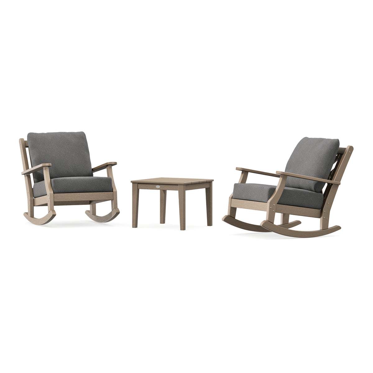 POLYWOOD Country Living Wovendale 3-Piece Deep Seating Rocker Set in Vintage Sahara