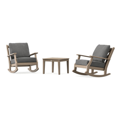POLYWOOD Country Living Wovendale 3-Piece Deep Seating Rocker Set in Vintage Sahara