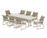 POLYWOOD EDGE Woven 9-Piece Farmhouse Dining Set with Trestle Legs in Sand / Dune Grass