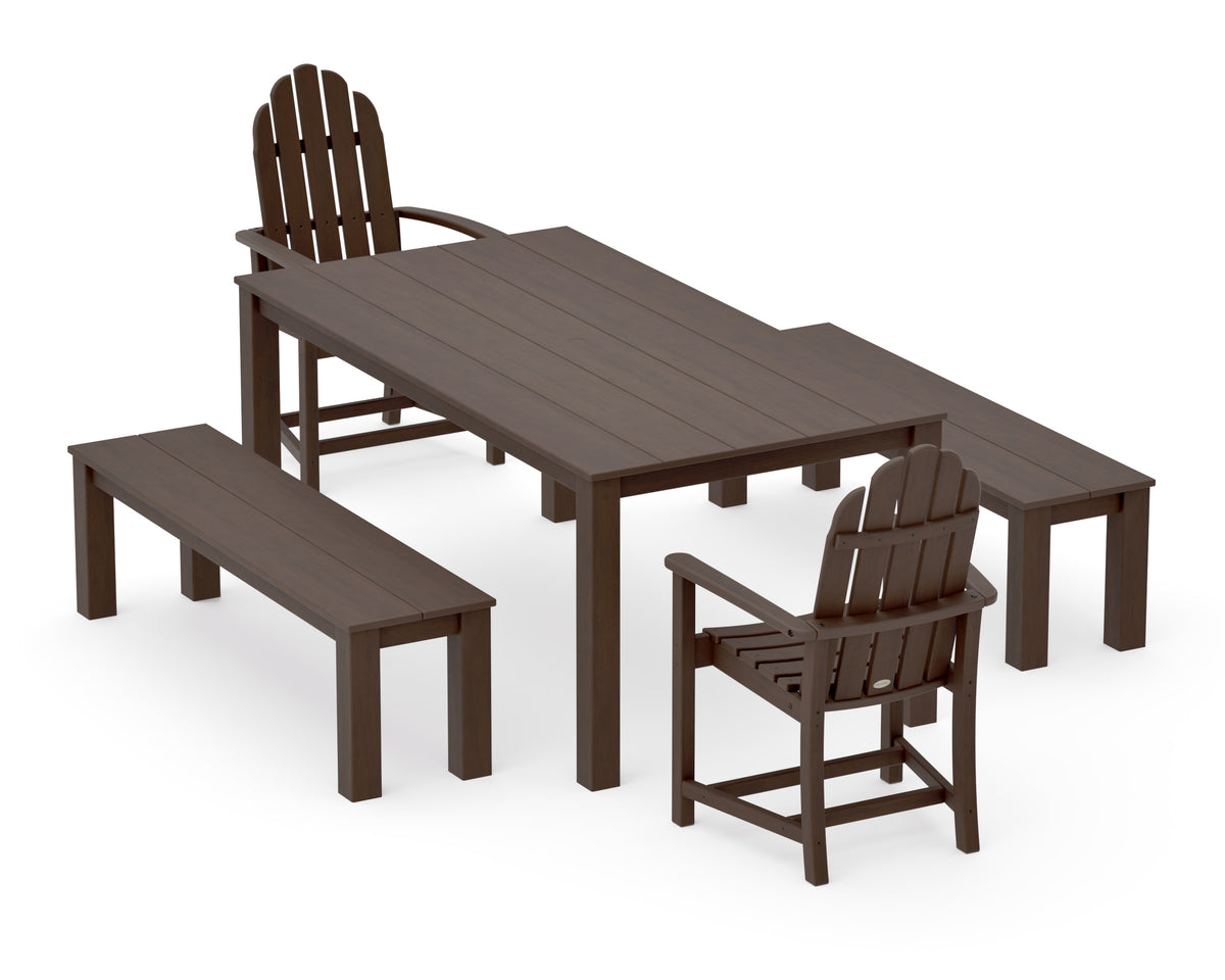 POLYWOOD Classic Adirondack 5-Piece Parsons Dining Set with Benches in Kona