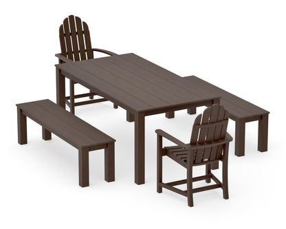 POLYWOOD Classic Adirondack 5-Piece Parsons Dining Set with Benches in Kona