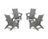 POLYWOOD 4-Piece Modern Grand Adirondack Chair Conversation Set in Slate Grey