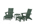 POLYWOOD 5-Piece Modern Grand Adirondack Set with Ottomans and Side Table in Green