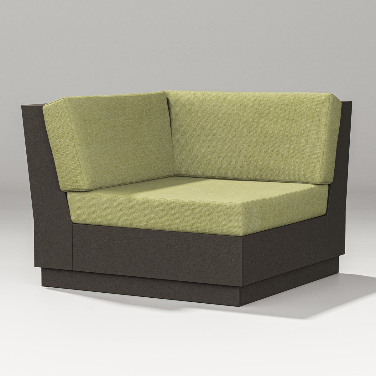 POLYWOOD Elevate Modular Corner Chair in Vintage Coffee / Chartreuse Boucle