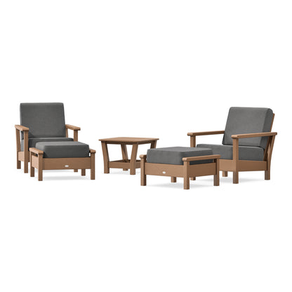 POLYWOOD Harbour 5-Piece Deep Seating Chair Set in Teak