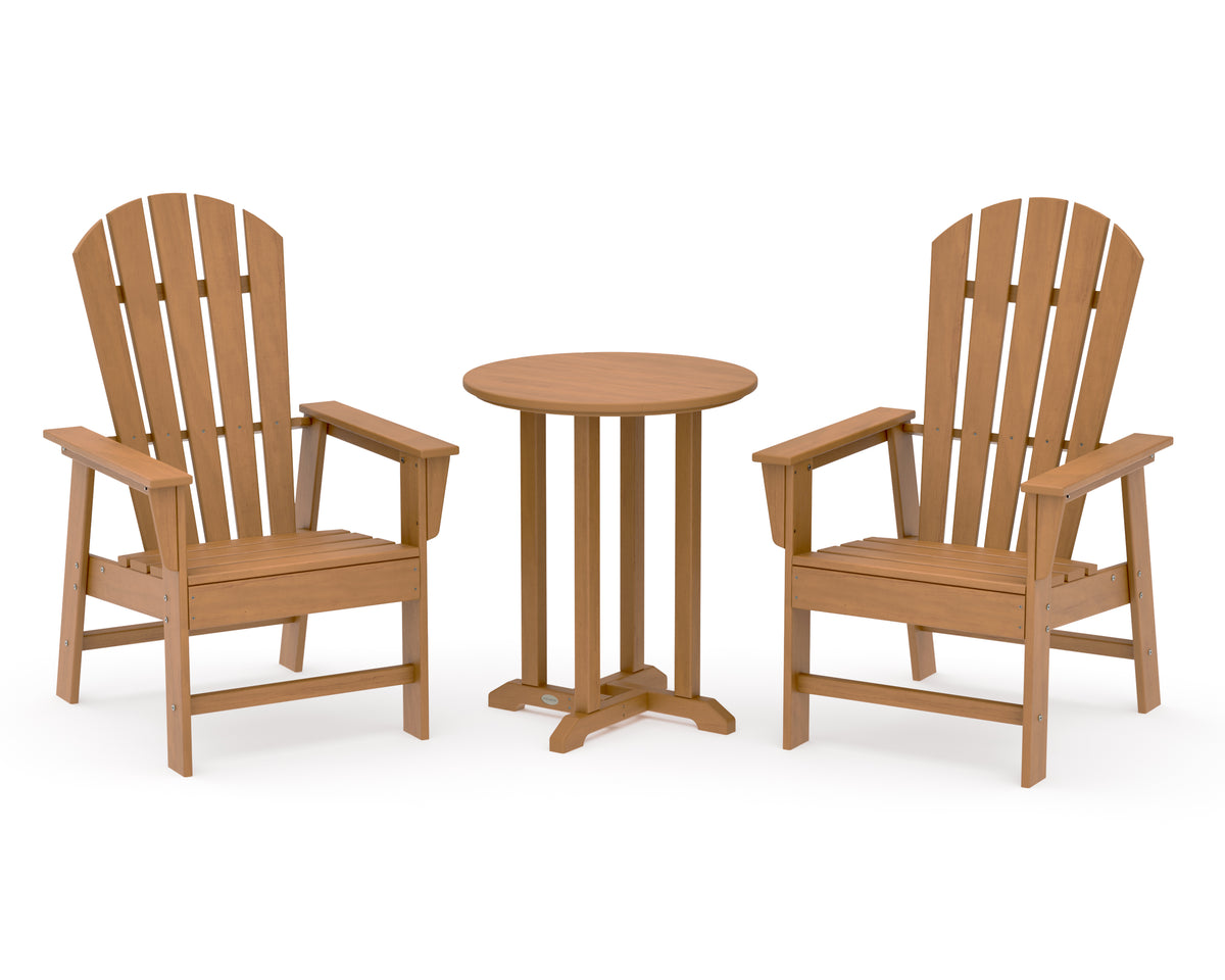 POLYWOOD South Beach 3-Piece Round Farmhouse Bistro Dining Set in Natural