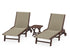 POLYWOOD 3-Piece Coastal Woven Chaise with Wheels Lounge Set in Mahogany / Dune Grass