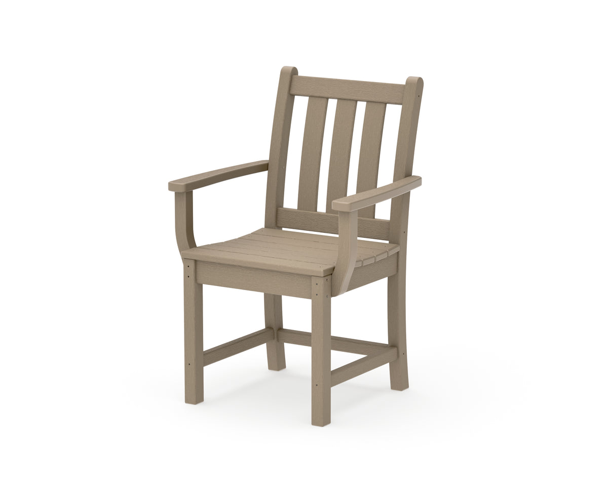 POLYWOOD Traditional Garden Dining Arm Chair in Vintage Sahara