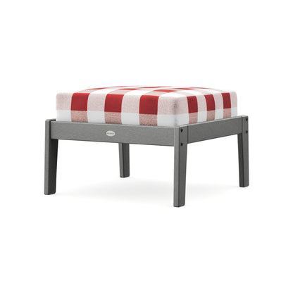 POLYWOOD Lakeside Deep Seating Ottoman in Slate Grey / Buffalo Plaid Crimson