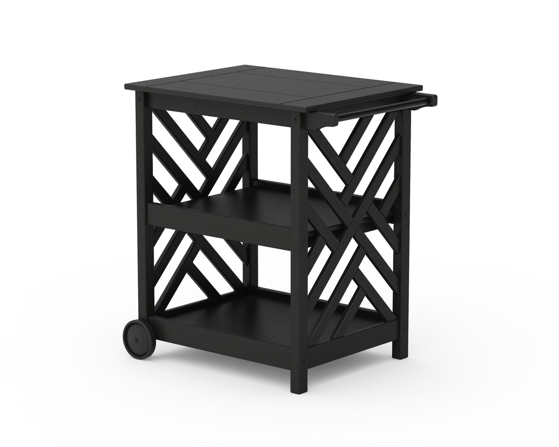 POLYWOOD Chippendale Bar Cart in Black