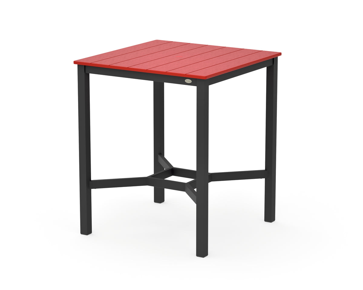 POLYWOOD Main Street 36 x 36 Bar Table in Black / Sunset Red