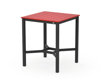 POLYWOOD Main Street 36 x 36 Bar Table in Black / Sunset Red