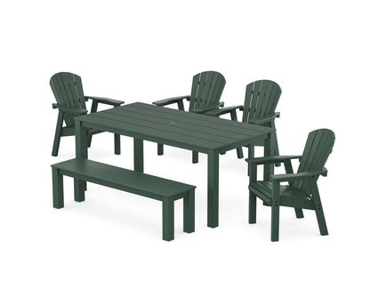 POLYWOOD Seashell 6-Piece Parsons Dining Set with Bench in Green