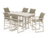 POLYWOOD EDGE Woven Arm Chair 7-Piece Farmhouse Bar Set in Sand / Dune Grass
