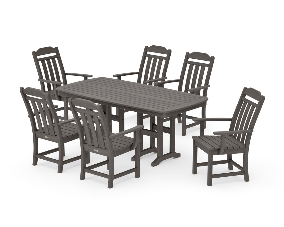 POLYWOOD Cottage Arm Chair 7-Piece Dining Set in Driftwood