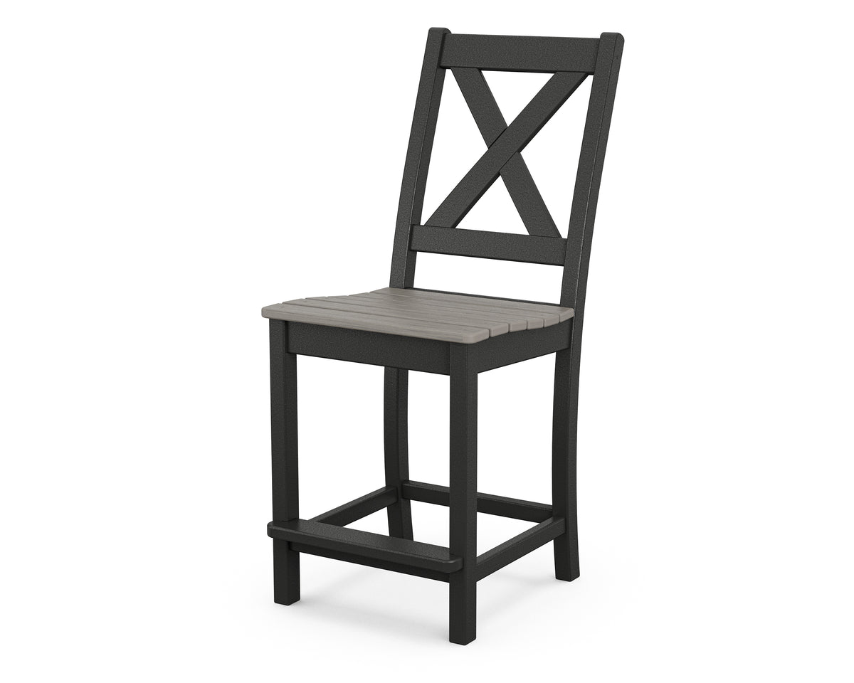 POLYWOOD Braxton Counter Side Chair in Black / Driftwood