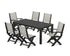 POLYWOOD Coastal Folding Chair 7-Piece Parsons Dining Set with Coastal Folding Side Chair in Black / Birch