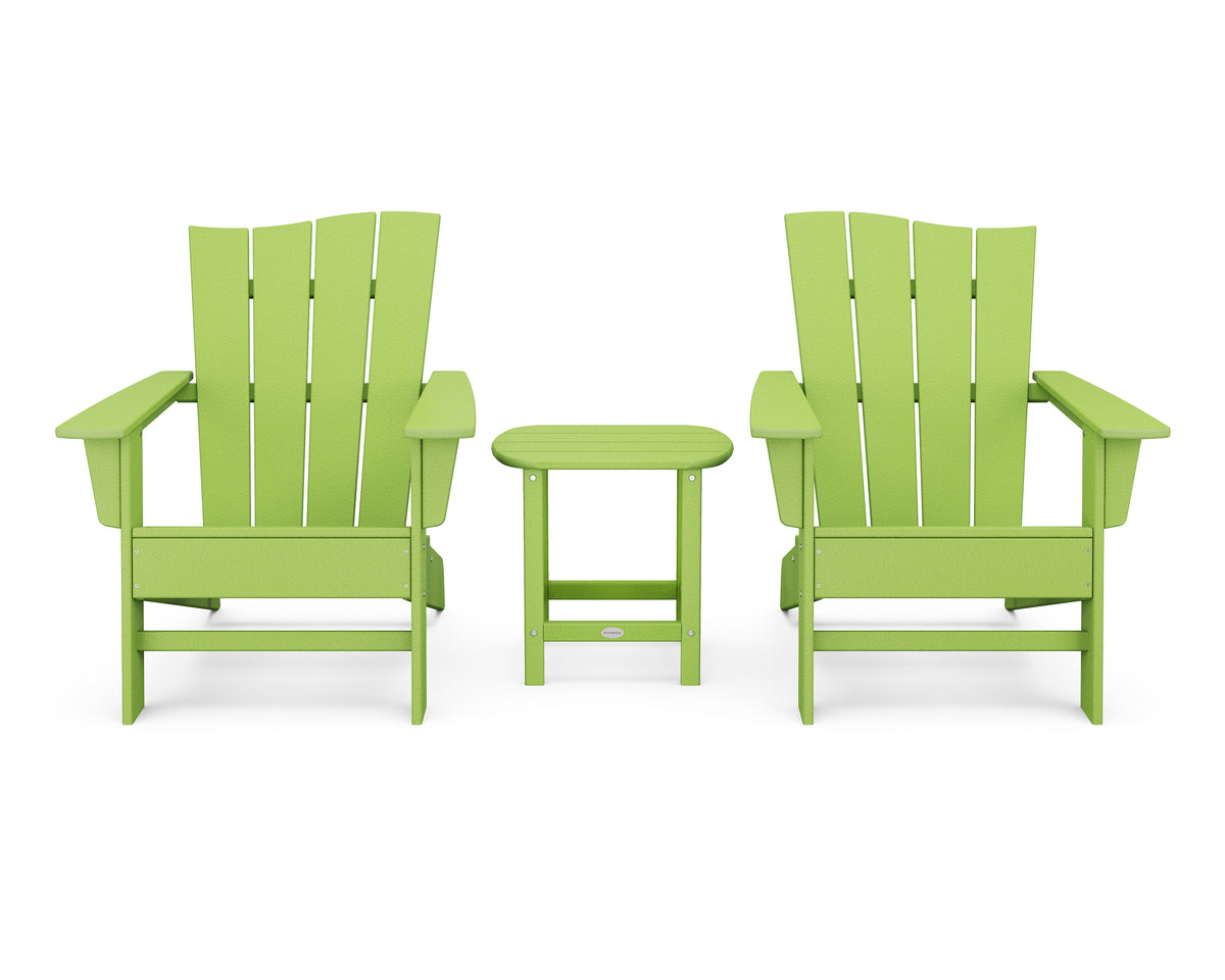 POLYWOOD Wave 3-Piece Adirondack Chair Set in Lime