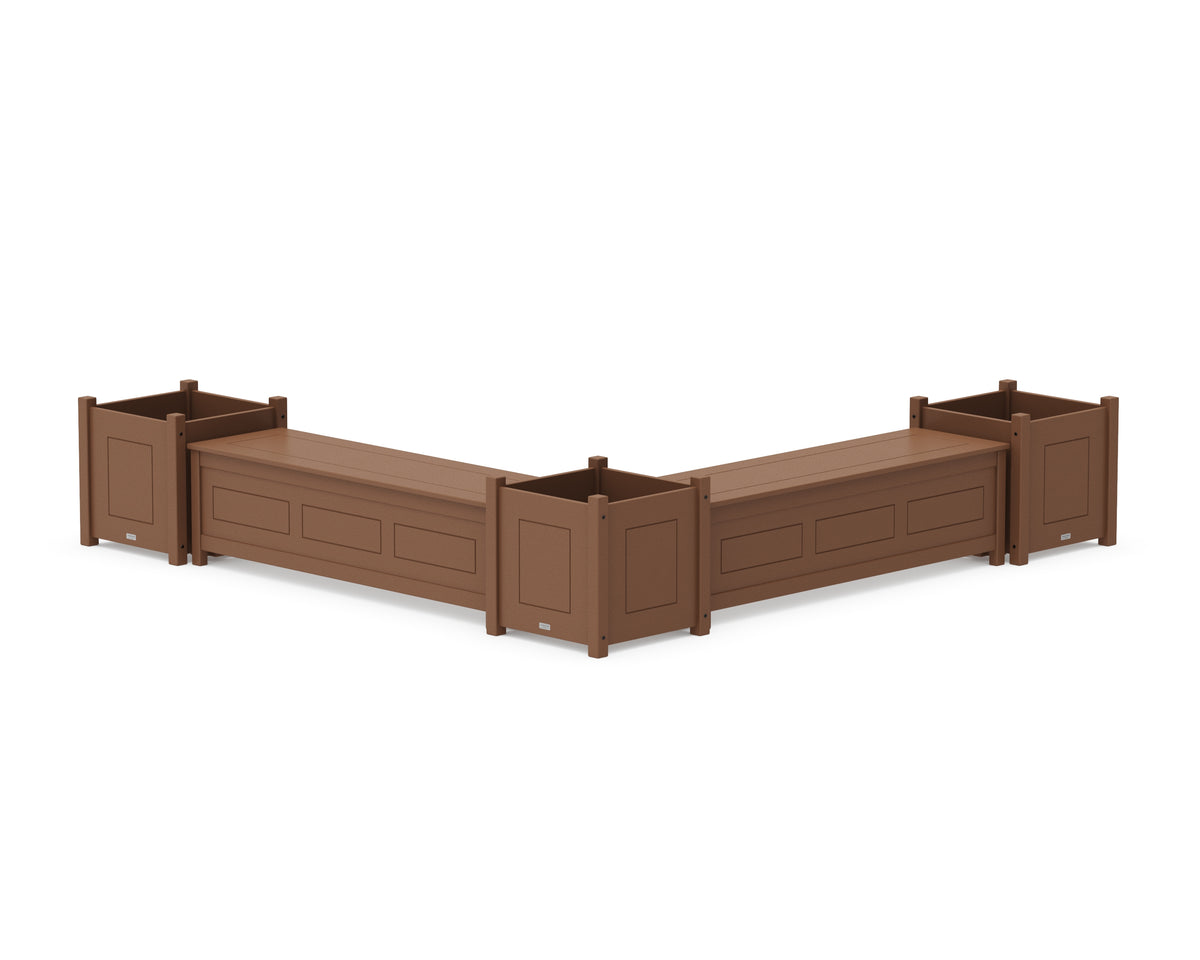 POLYWOOD 60" Country Living L-Shaped Planter Storage Bench Corner Set - Large in Teak