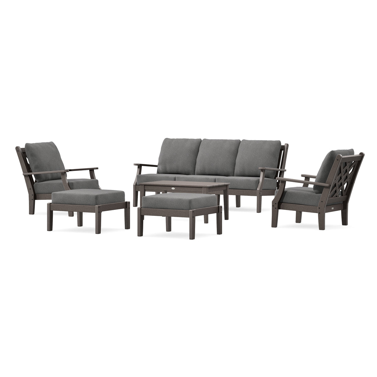 POLYWOOD Country Living Wovendale 6-Piece Lounge Sofa Set in Vintage Coffee