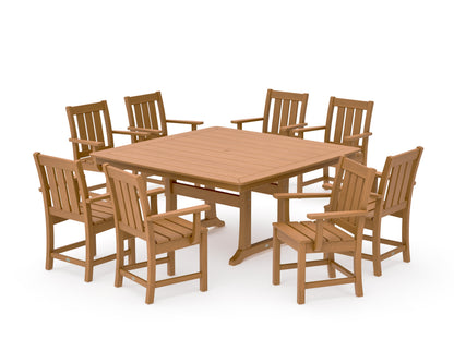 POLYWOOD Oxford 9-Piece Square Dining Set with Trestle Legs in Natural