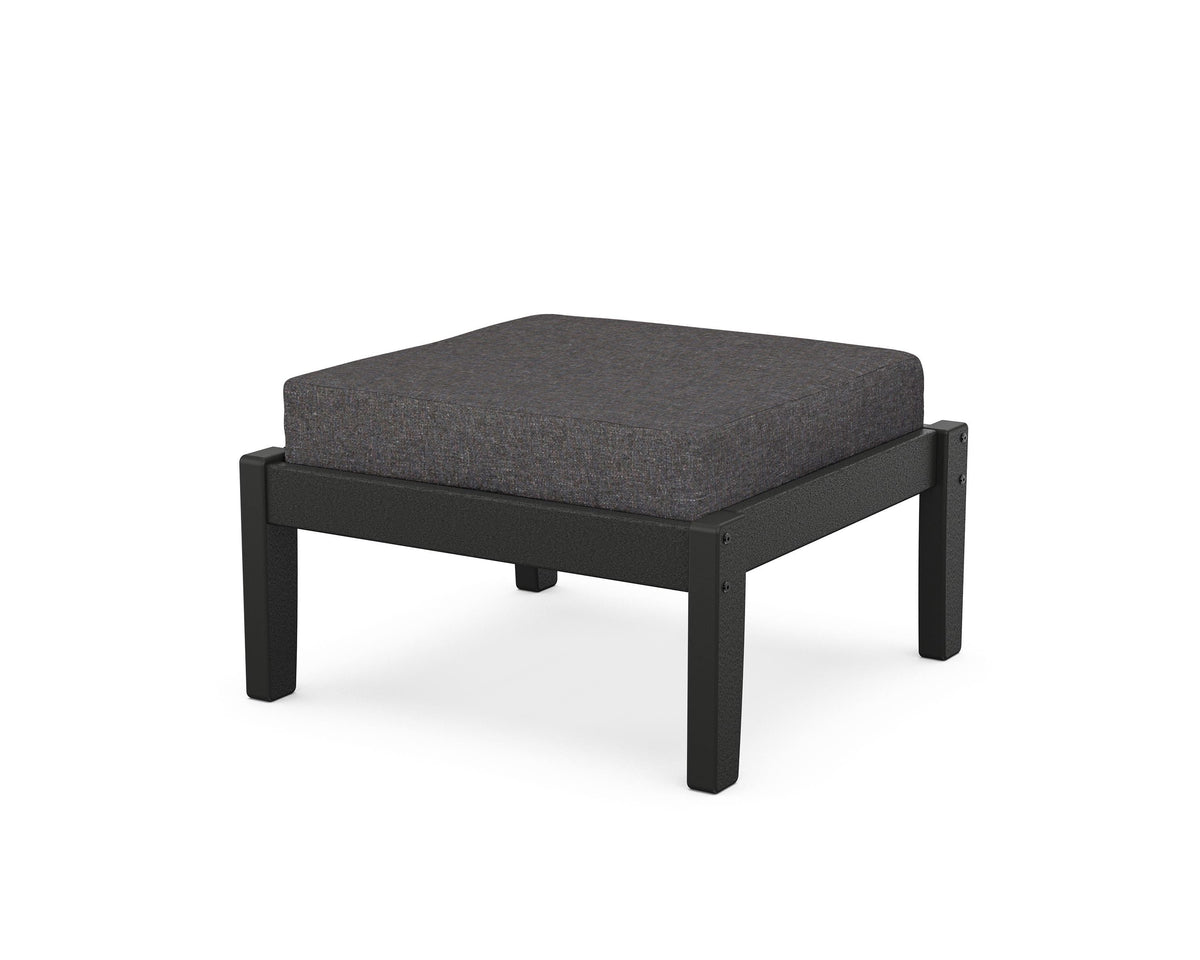 POLYWOOD Deep Seating Ottoman in Black / Ash Charcoal