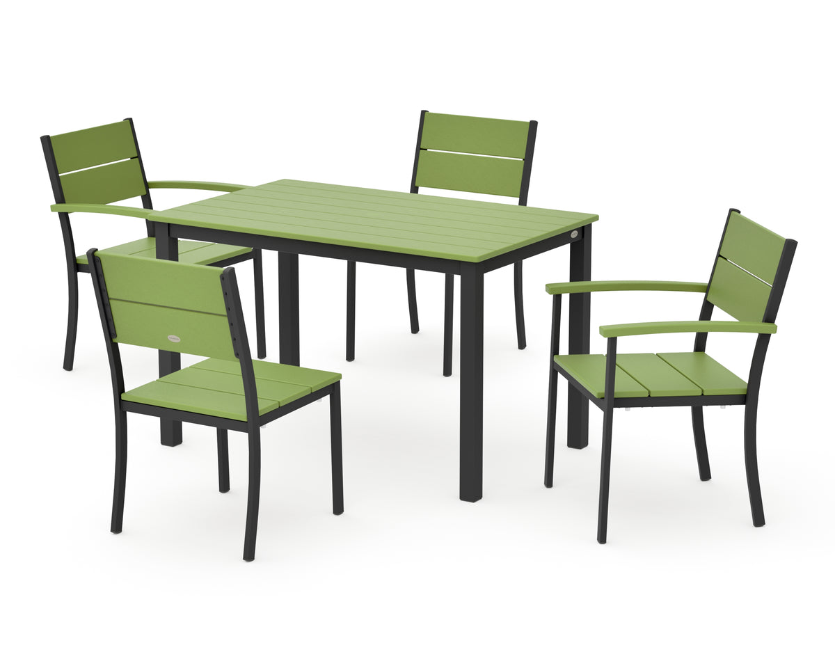 POLYWOOD Main Street 5-Piece Dining Set with Main Street 30 x 48 Dining Table in Black / Lime
