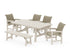 POLYWOOD Coastal Woven 6-Piece Rustic Farmhouse Dining Set with Bench in Sand / Dune Grass