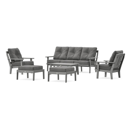 POLYWOOD Mission 6-Piece Lounge Sofa Set in Slate Grey