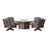 POLYWOOD Country Living Wovendale 5-Piece Deep Seating Swivel Conversation Set with Fire Pit Table in Mahogany