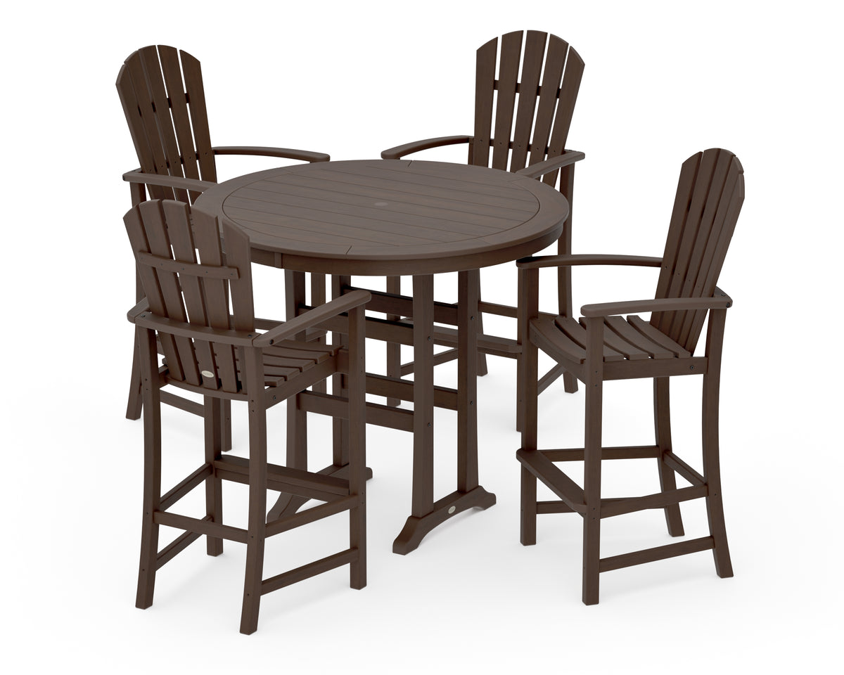 POLYWOOD Palm Coast 5-Piece Round Bar Set in Kona