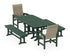 POLYWOOD Coastal Woven High-Back 5-Piece Dining Set with Benches in Green / Dune Grass