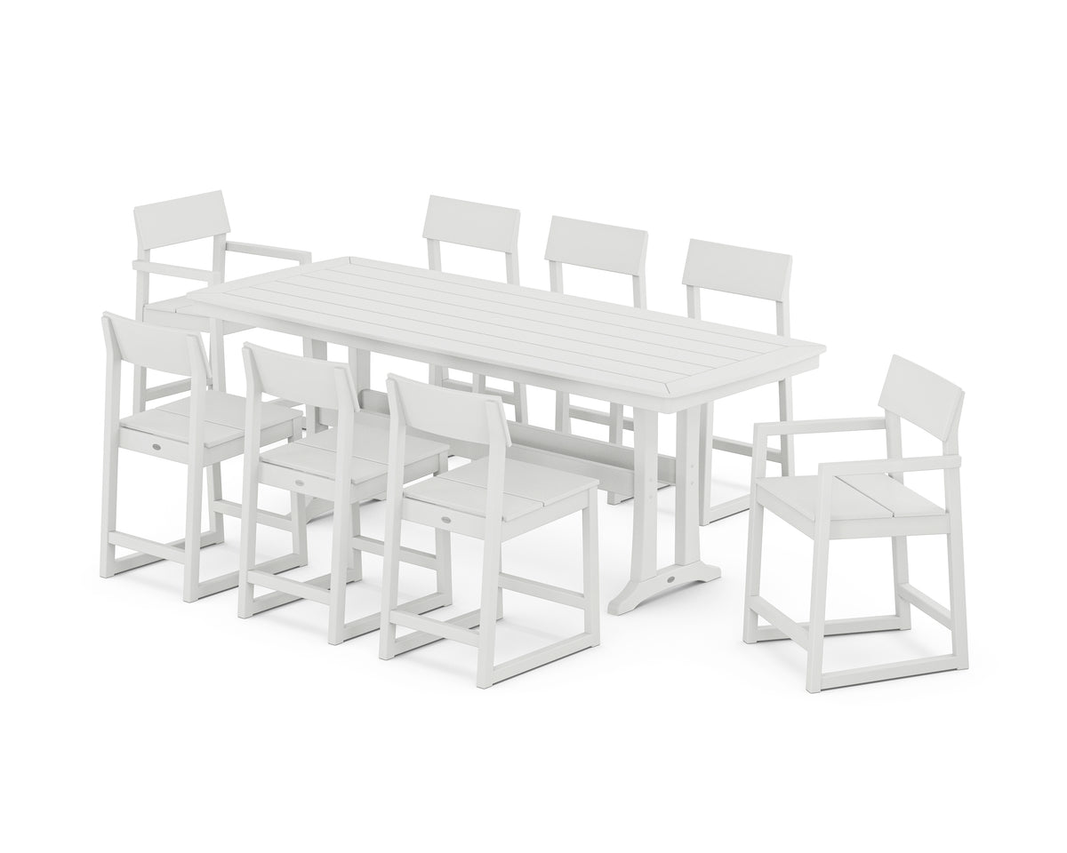 POLYWOOD EDGE 9-Piece Counter Set with Trestle Legs in White
