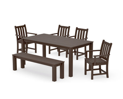 POLYWOOD Traditional Garden 6-Piece Parsons Dining Set with Bench in Kona